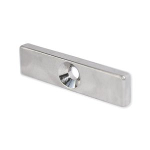 Neodymium Block Magnet - 40mm x 10mm x 4mm | Countersunk 4-8mm Hole