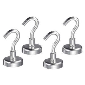 Rare Earth Magnetic Hooks: Neodymium Hook Magnet - D20mm x 37mm | 9kg Pull Force | 4 PACK
