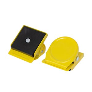 Office Home School Magnets: Yellow Square Round Memo Clip Magnets | 30mm | 10 Pack