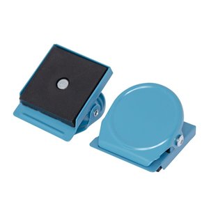 Office Home School Magnets: Teal Blue Square Round Memo Clip Magnets | 30mm | 10 Pack