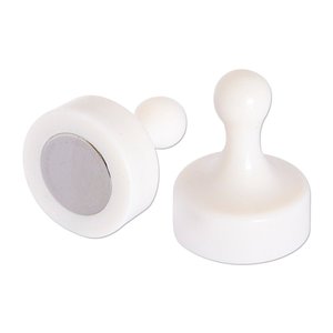 Office Home School Magnets: White Pin Whiteboard Magnets - 29mm diameter x 38mm | 4 PACK