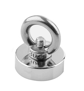 Rare Earth Eyelet Magnets: Neodymium Pot Magnet SS304 EYEBOLT - D36mm (41kg) | Recovery Fishing Magnet