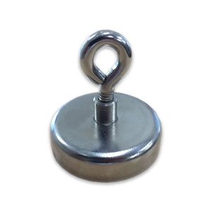 Neodymium Pot Magnet with Threaded Eyelet - 20mm x 4mm