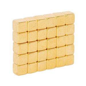 Gold Coated Magnets: Neodymium Block Magnet - 3.175mm x 3.175mm x 3.175mm | N52 | Gold Coating