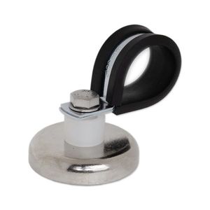 Rubber Coated Magnets: Neodymium D36 Hose Clamp P-Clip Magnet | Rubber Lined ID22mm dia. (41kg)