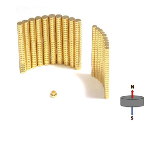 Gold Coated Magnets: Neodymium Disc Magnet 3mm x 2mm N50 GOLD