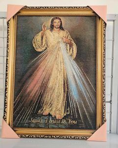 Religious & Ceremonial: Gold Frame Tapestry (42cm x 32cm)