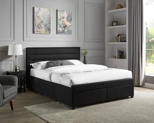 Beds: Queen Storage Bed Frame -  4 Drawer Bed- Black