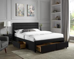Beds: King 4 Drawer Bed - Black