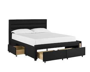 queen Black 4 drawer bed frame  + Medium mattress  + SHIPPING COMPO
