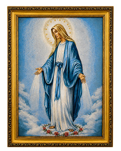 Cultural: Our Lady of Grace Gold Frame Tapestry – 42cm x 32cm