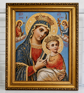 Our Lady of Perpetual Help Gold Frame Tapestry – 42cm x 32cm