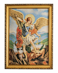 Cultural: St Michael Gold Frame Tapestry – 42cm x 32cm