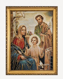 Holy Family Gold Frame Tapestry – 42cm x 32cm