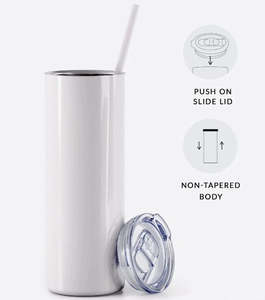 Frontpage: Sublimation Tumbler 600ml/20 OZ White Stainless Steel Tumbler with Metal Straw