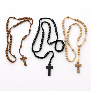 Cultural: Wooden Cord Rosary with Engraved Crucifix – 8mm Beads, 46cm