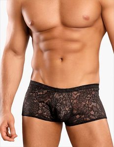 Male Power Stretch Lace Mini Short Black M 145162