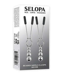 Nipple Clamps: Selopa Beaded Nipple Clamps Silver