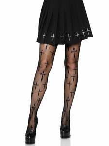 Legwear: Leg Ave Worship Me Cross Net Tights OS - 9753