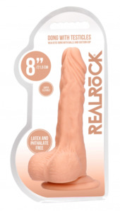 Realrock: Realrock 8" Dildo Testicles Flesh
