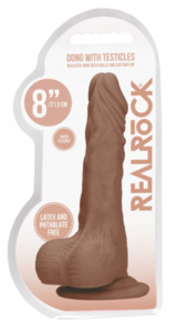 Realrock: Realrock 8" Dildo with Testicles Tan