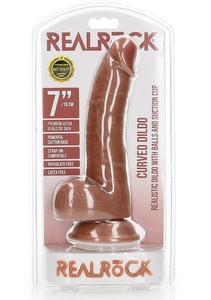 Realrock: Realrock 7" Cock With Balls - Regular Curved - Tan