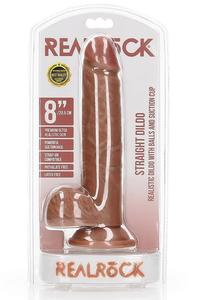 Realrock: Realrock 8" Cock With Balls - Regular Straight - Tan