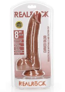 Realrock: Realrock 8" Cock With Balls - Regular Curved - Tan
