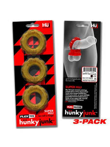 Hunkyjunk Super Huj No Roll C-Rings 3 Pack Gold
