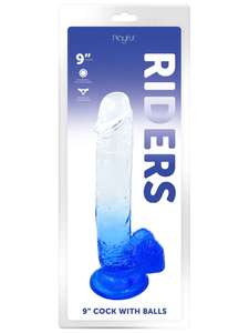 Dildos Dongs: Playful Rider 9" Cock with Balls Blue