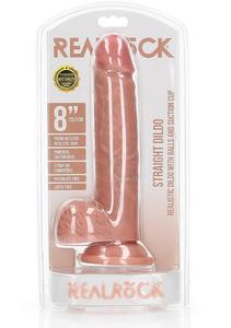 Realistic Vibrators: Realrock 8" Cock With Balls - Regular Straight - Flesh