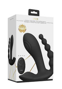Vive Kata Rechargeable Triple Motor Hands-Free Silicone Vibrator - Black