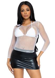 Other Lingerie: Leg Ave Soandex long sleeve net shirt white - 8278