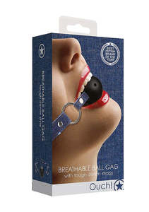 Blindfolds Gags: Ouch Denim Breathable Ball Gag Blue