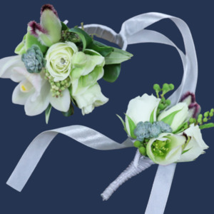 Wrist Corsages Flower Crowns: Wrist Corsage and Buttonhole Set - Designer