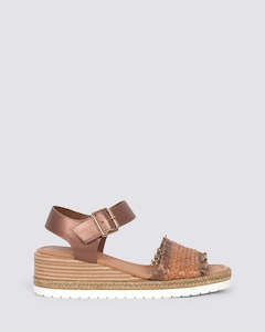 Sandal - Wedge: INDIGA BRONZE/TAN