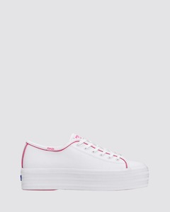 Keds: TRIPLE UP LEATHER POP BINDING WHITE/FUCHSIA