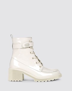 Boots Heels: ZIVEN IVORY PATENT LEATHER