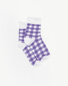Accessories Socks: GINGHAM LILAC SOCKS