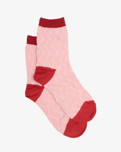 Accessories Socks: GRID PINK AND RED SOCKS