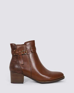 Womens Boots: 25343 ANKLE BOOTS COGNAC LEATHER