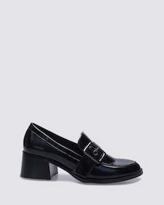 JAGER HEELED LOAFERS BLACK CRINKLE