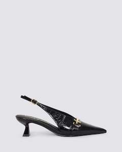 Hael And Jax: ALBATROSS SLINGBACK HEELS BLACK