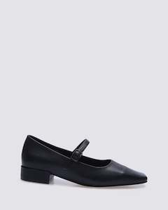 JEWEL MARYJANE FLATS BLACK LEATHER