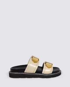 Hael And Jax: COMPLEX SLIDE SANDALS NATURAL