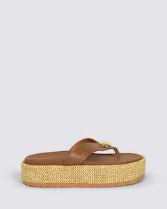 Siren Shoes: APOLLONIA FLATFORM SANDALS NATURAL/TAN