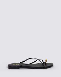 Siren Shoes: MIKKI FLAT STRAPPY SANDALS BLACK
