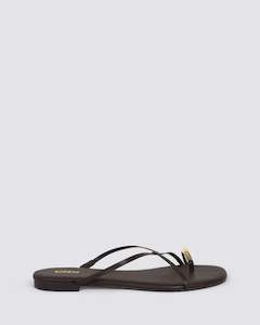 Siren Shoes: MIKKI FLAT STRAPPY SANDALS CHOCOLATE BROWN
