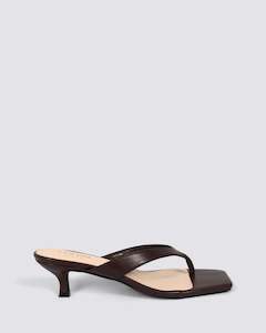 Verali: MARTHA KITTEN HEEL THONGS CHOCOLATE BROWN