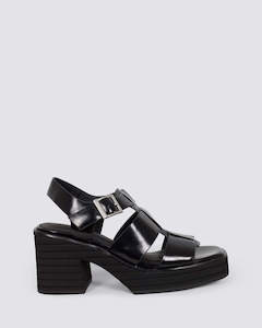 BUFFY HEELED SANDALS BLACK